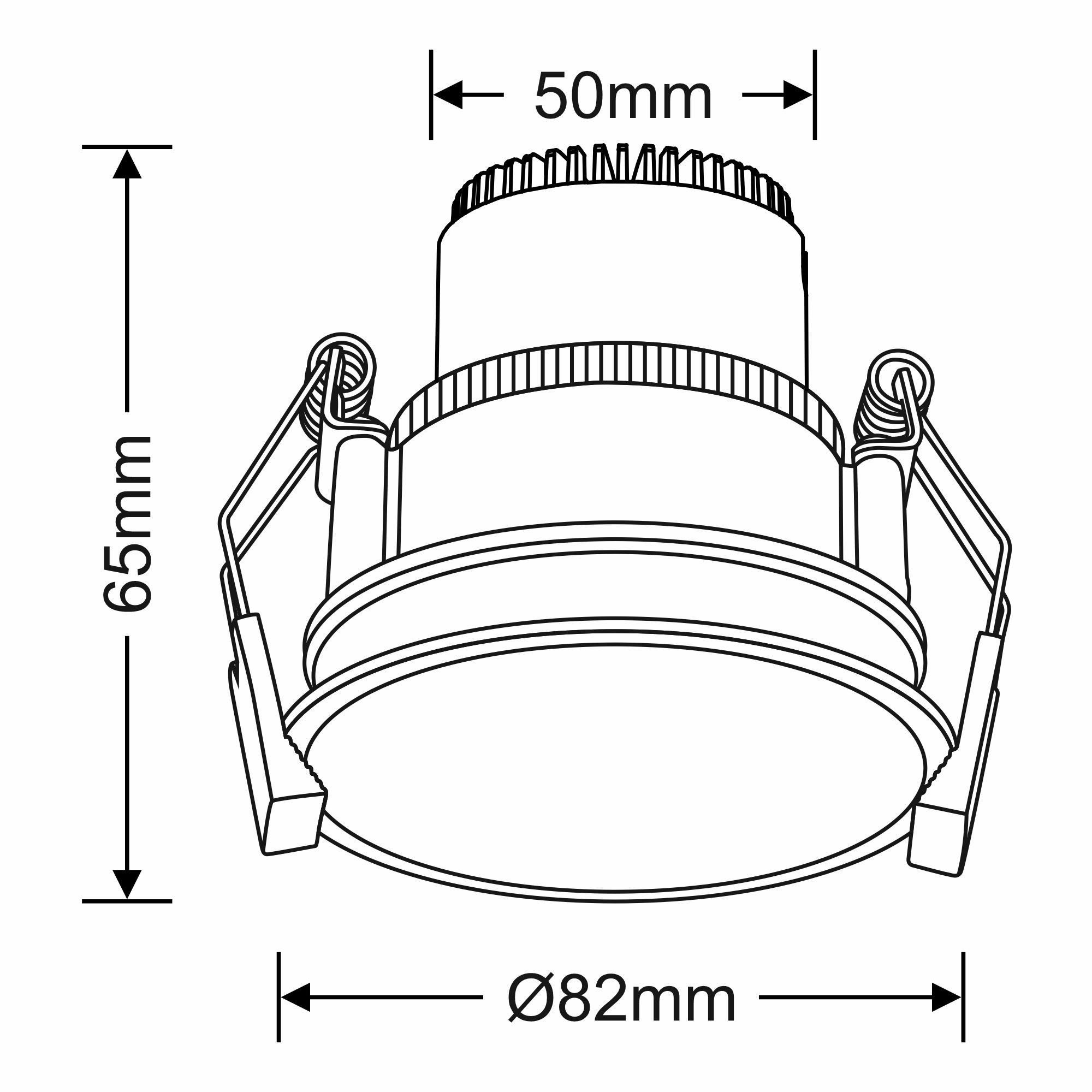 DM201623  Bania 8S 8W ,180mA 480lm 4000K 60° LED Engine, Black IP20 Fixed Recessed Spotlight , 5yrs Warranty